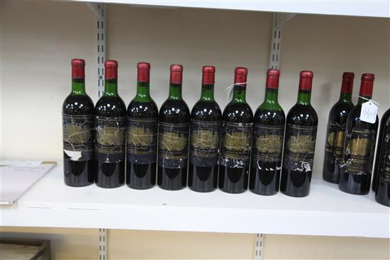 Eight bottles of Chateau Palmer, Margaux, 1970.